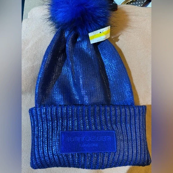 NEW Kurt Geiger Royal Blue Knit Beanie NEW Kurt Geiger Royal Blue Knit Beanie - mail.slic.net.in main image 3